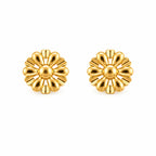 Marvel Silver 9K gold floral stud earrings with a flower design for women and girls, elegant lightweight gold jewelry for everyday wear.
