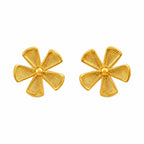 Marvel Silver 9K Gold floral stud earrings for girls featuring an elegant flower-inspired design with fine textured detailing.