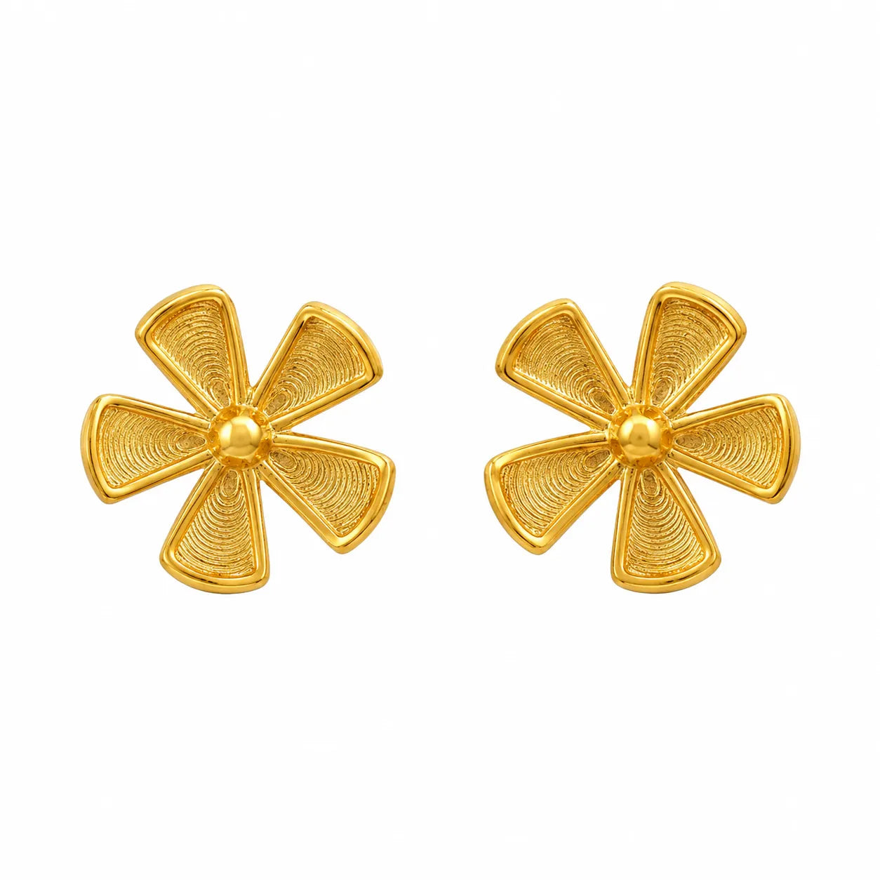 Marvel Silver 9K Gold floral stud earrings for girls featuring an elegant flower-inspired design with fine textured detailing.