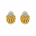 Marvel Silver 9K Gold floral stud earrings with sparkling CZ stone cluster for girls in an elegant flower-inspired design.