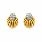 Marvel Silver 9K Gold floral stud earrings with sparkling CZ stone cluster for girls in an elegant flower-inspired design.