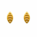 Marvel Silver 9K Gold geometric marquise stud earrings for girls featuring a sleek minimalist designer pattern with a polished gold finish.
