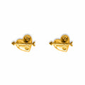 Marvel Silver 9K Gold heart and arrow stud earrings for girls featuring a polished love-inspired designer pattern with a premium gold finish.