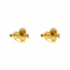 Marvel Silver 9K Gold heart and arrow stud earrings for girls featuring a polished love-inspired designer pattern with a premium gold finish.