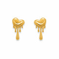 Marvel Silver 9K Gold heart drop stud earrings for girls featuring a modern heart-inspired design with an artistic dripping pattern.