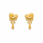 Marvel Silver 9K Gold heart drop stud earrings for girls featuring a modern heart-inspired design with an artistic dripping pattern.