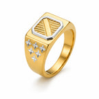 Marvel Silver 9K Gold Hexagon Star Design Two-Tone Ring for Boys and Men