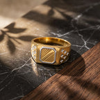 Marvel Silver 9K Gold Hexagon Star Design Two-Tone Ring for Boys and Men