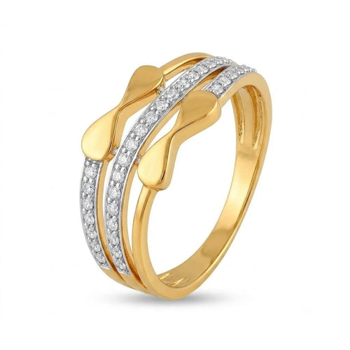 9K gold infinity crystal ring for girls with polished gold finish and white stone detailing by Marvel Silver.
