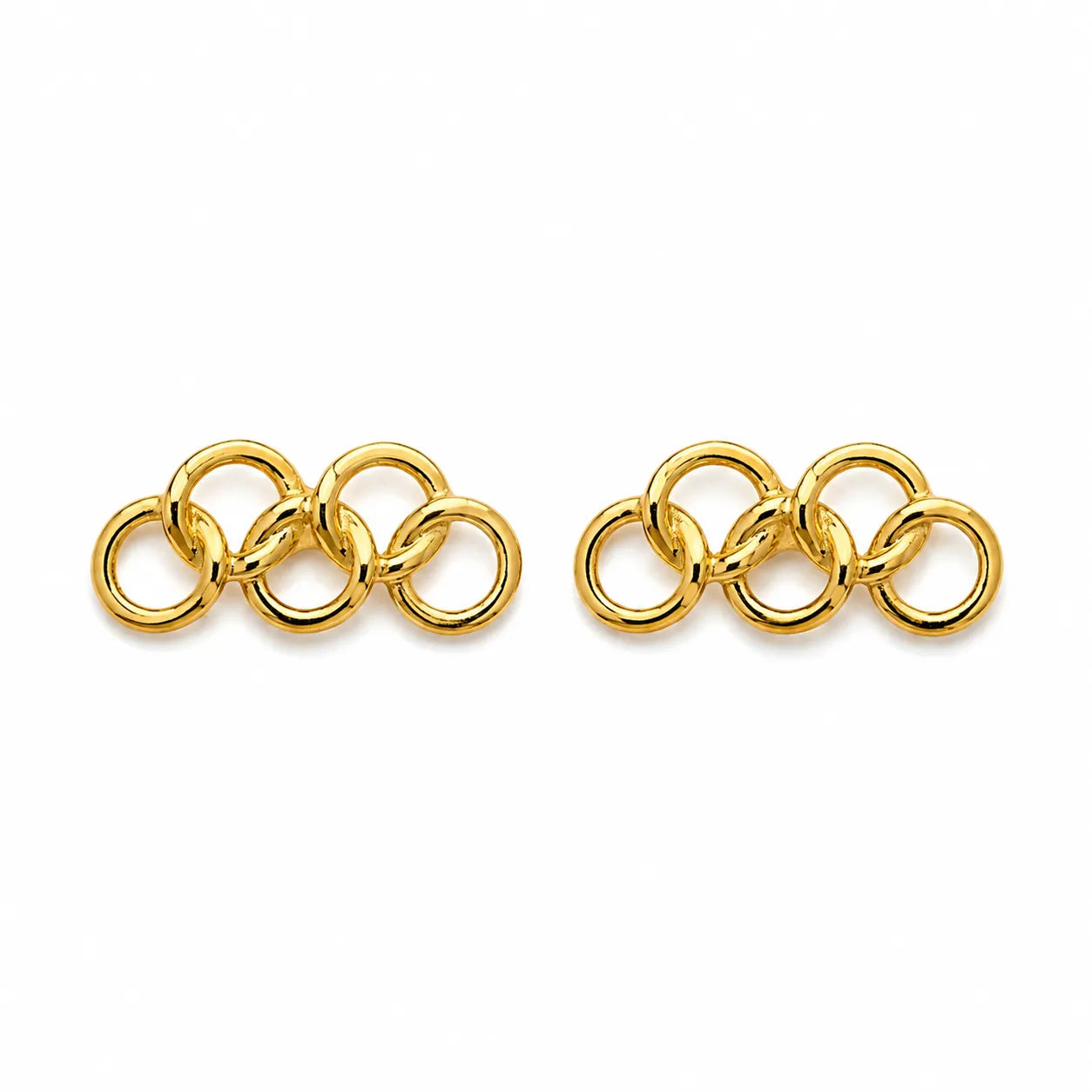 Marvel Silver 9K Gold interlocking circle stud earrings for women and girls featuring a modern geometric linked ring design.