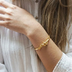 Marvel Silver 9K Gold Knot Design Kada for Girls in Yellow Gold