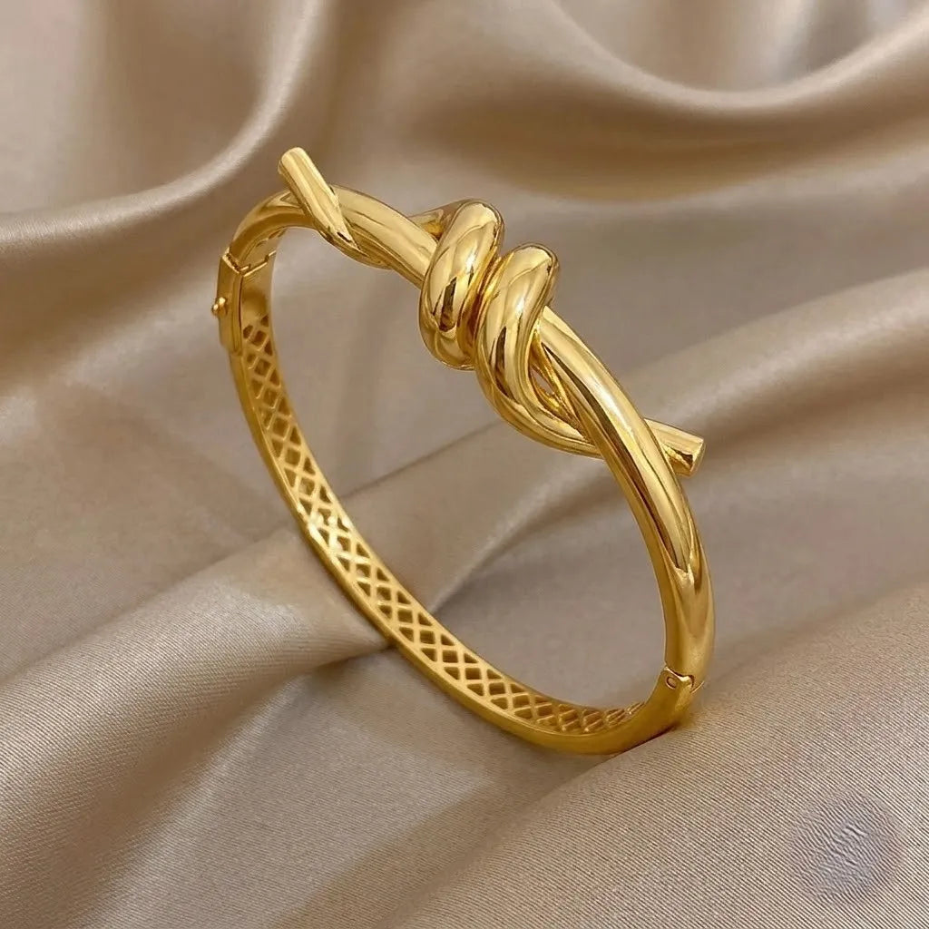 Marvel Silver 9K Gold Knot Design Kada for Girls in Yellow Gold