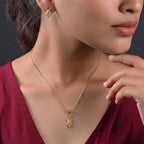 Marvel Silver 9K Gold Leaf Necklace Set with Matching Earrings for Women and Girls, Dual-Tone Leaf Design, Chain Not Included