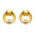 Marvel Silver 9K Gold modern circle knot stud earrings for girls featuring a polished gold circular frame with dual-tone gold and silver accents.