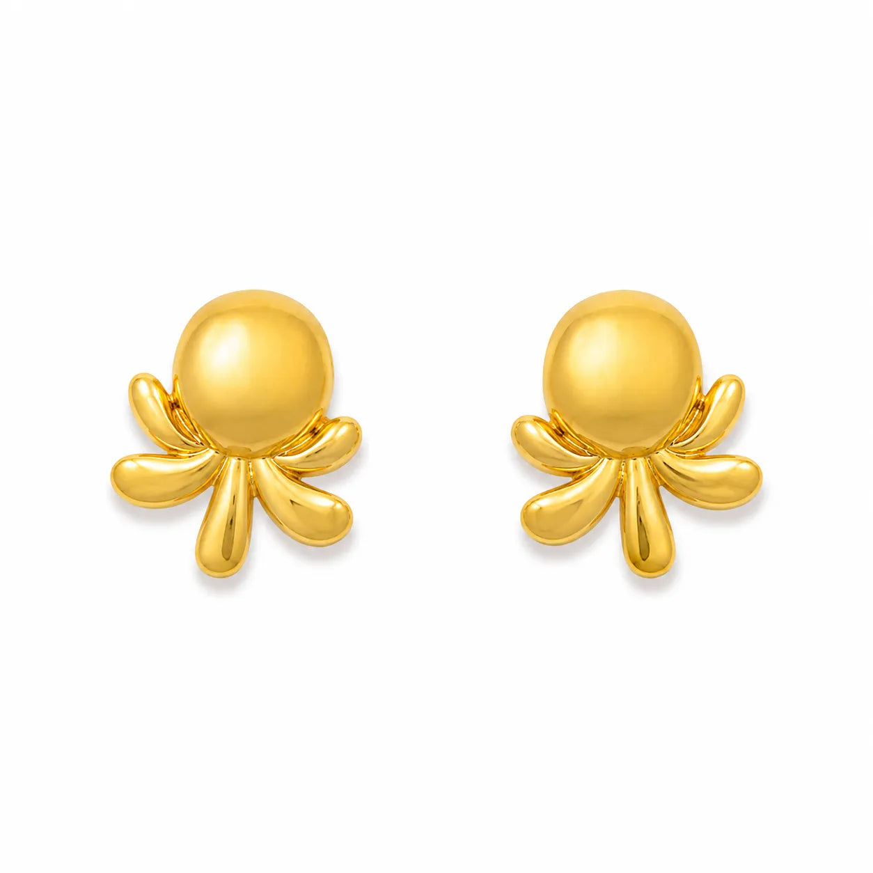 Marvel Silver 9K Gold modern designer stud earrings for girls featuring a smooth round top with elegant abstract curved accents.