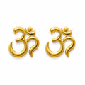 Marvel Silver 9K Gold Om stud earrings for boys and men featuring the sacred Om (ॐ) symbol in a classic gold design.
