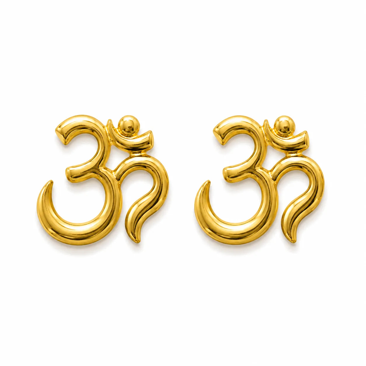 Marvel Silver 9K Gold Om stud earrings for boys and men featuring the sacred Om (ॐ) symbol in a classic gold design.