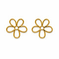 Marvel Silver 9K Gold open flower stud earrings for girls featuring a minimalist five-petal floral outline design with a polished gold finish.
