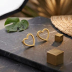 Marvel Silver 9K Gold open heart stud earrings for women and girls featuring a minimalist heart-shaped design.