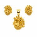 Marvel Silver 9K Gold Peacock Necklace Set with Matching Earrings for Women and Girls, Traditional Peacock Design, Chain Not Included