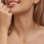 Marvel Silver 9K Gold Peacock Necklace Set with Matching Earrings for Women and Girls, Traditional Peacock Design, Chain Not Included
