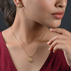 Marvel Silver 9K Gold Peacock Necklace Set with Matching Earrings, Dual-Tone Gold and Silver Design for Women, Chain Not Included