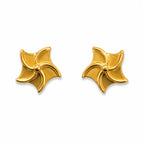 Marvel Silver 9K Gold pinwheel stud earrings for girls featuring a polished swirl-inspired geometric design with a premium gold finish.