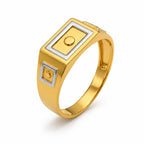 Marvel Silver 9K Gold Rectangular Orbit Signet Ring for Boys and Men