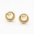 9K Gold Round Crystal Circle Earrings for Girls with sparkling crystal detailing and polished gold-tone finish by Marvel Silver.