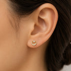 9K Gold Round Crystal Circle Earrings for Girls with sparkling crystal detailing and polished gold-tone finish by Marvel Silver.