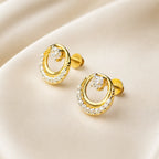 9K Gold Round Crystal Circle Earrings for Girls with sparkling crystal detailing and polished gold-tone finish by Marvel Silver.