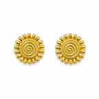 Marvel Silver 9K Gold spiral round stud earrings for girls featuring a radiant circular design for daily and festive wear.