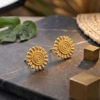 Marvel Silver 9K Gold spiral round stud earrings for girls featuring a radiant circular design for daily and festive wear.
