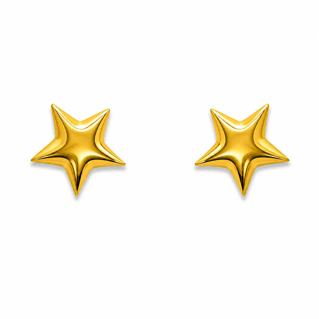 Marvel Silver 9K Gold star stud earrings for girls featuring a polished five-point star design with a premium gold finish.