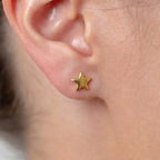 Marvel Silver 9K Gold star stud earrings for girls featuring a polished five-point star design with a premium gold finish.