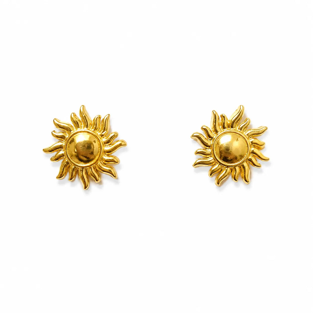 Marvel Silver 9K Gold Sun stud earrings for boys featuring a radiant celestial design with a polished gold finish for everyday and festive wear.
