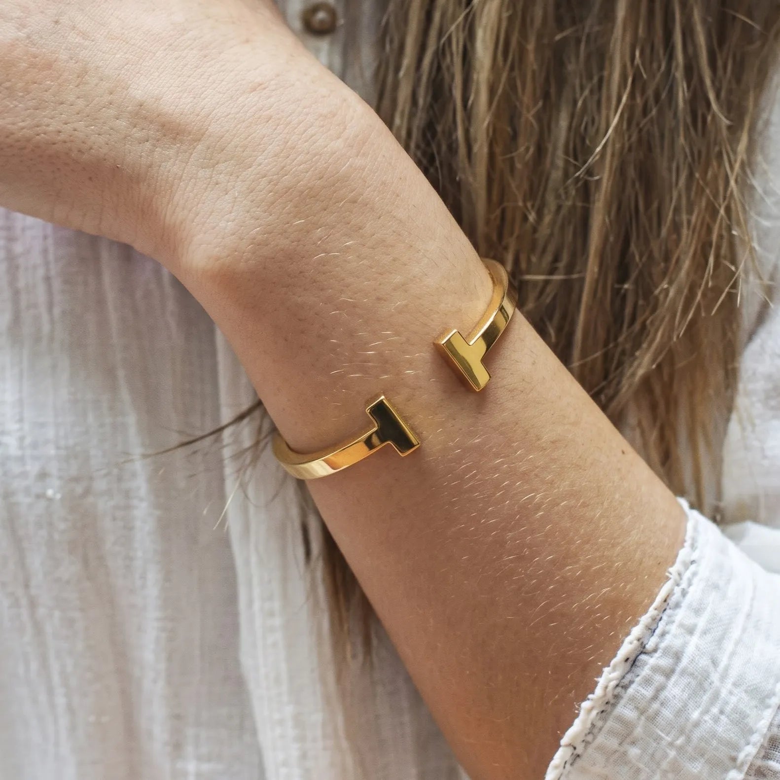 Marvel Silver 9K Gold T-Shape Open Kada for Girls