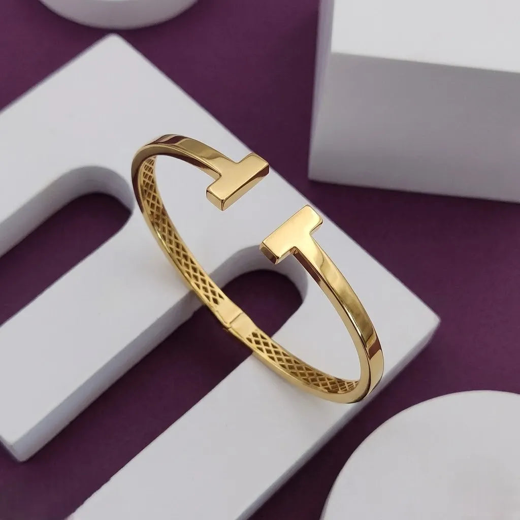 Marvel Silver 9K Gold T-Shape Open Kada for Girls