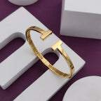 Marvel Silver 9K Gold T-Shape Open Kada for Girls