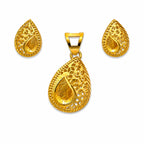 Marvel Silver 9K Gold Teardrop Filigree Pendant and Matching Earrings Necklace Set for Women – Chain Not Included