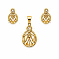 Marvel Silver 9K Gold Teardrop Necklace Set with Matching Earrings for Women and Girls, Dual-Tone Openwork Design, Chain Not Included