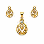 Marvel Silver 9K Gold Teardrop Necklace Set with Matching Earrings for Women and Girls, Dual-Tone Openwork Design, Chain Not Included