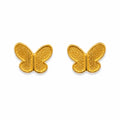 Marvel Silver 9K Gold textured butterfly stud earrings for girls with a minimalist designer butterfly shape and elegant gold finish.