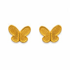 Marvel Silver 9K Gold textured butterfly stud earrings for girls with a minimalist designer butterfly shape and elegant gold finish.