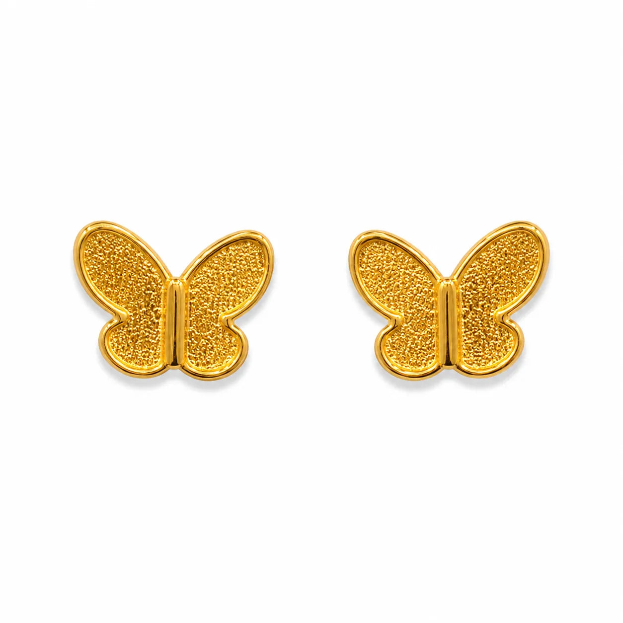 Marvel Silver 9K Gold textured butterfly stud earrings for girls with a minimalist designer butterfly shape and elegant gold finish.
