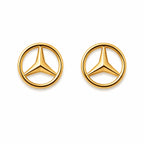 Marvel Silver 9K Gold three-point star circle stud earrings for boys featuring a modern geometric circular design.