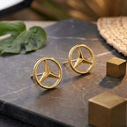 Marvel Silver 9K Gold three-point star circle stud earrings for boys featuring a modern geometric circular design.