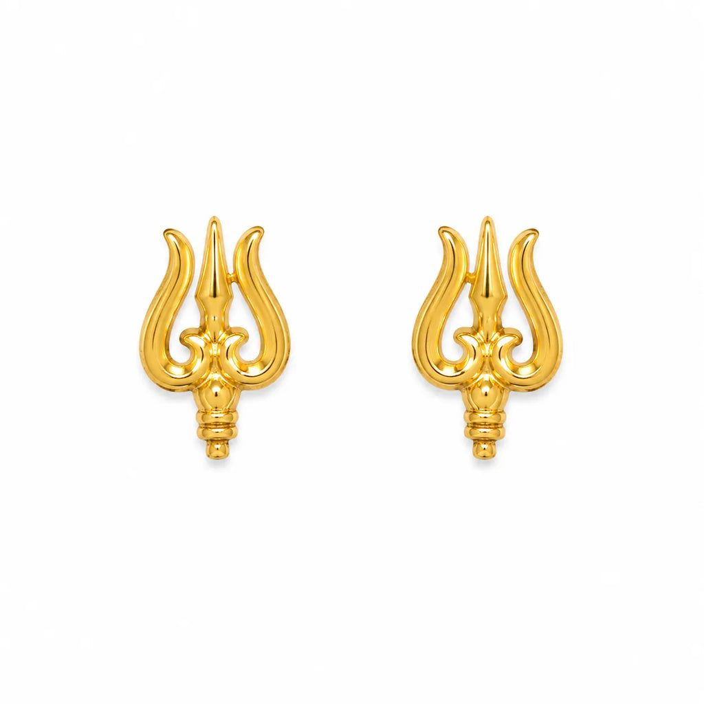 Marvel Silver 9K Gold Trishul stud earrings for boys featuring a detailed Trident-inspired design for everyday and festive wear.