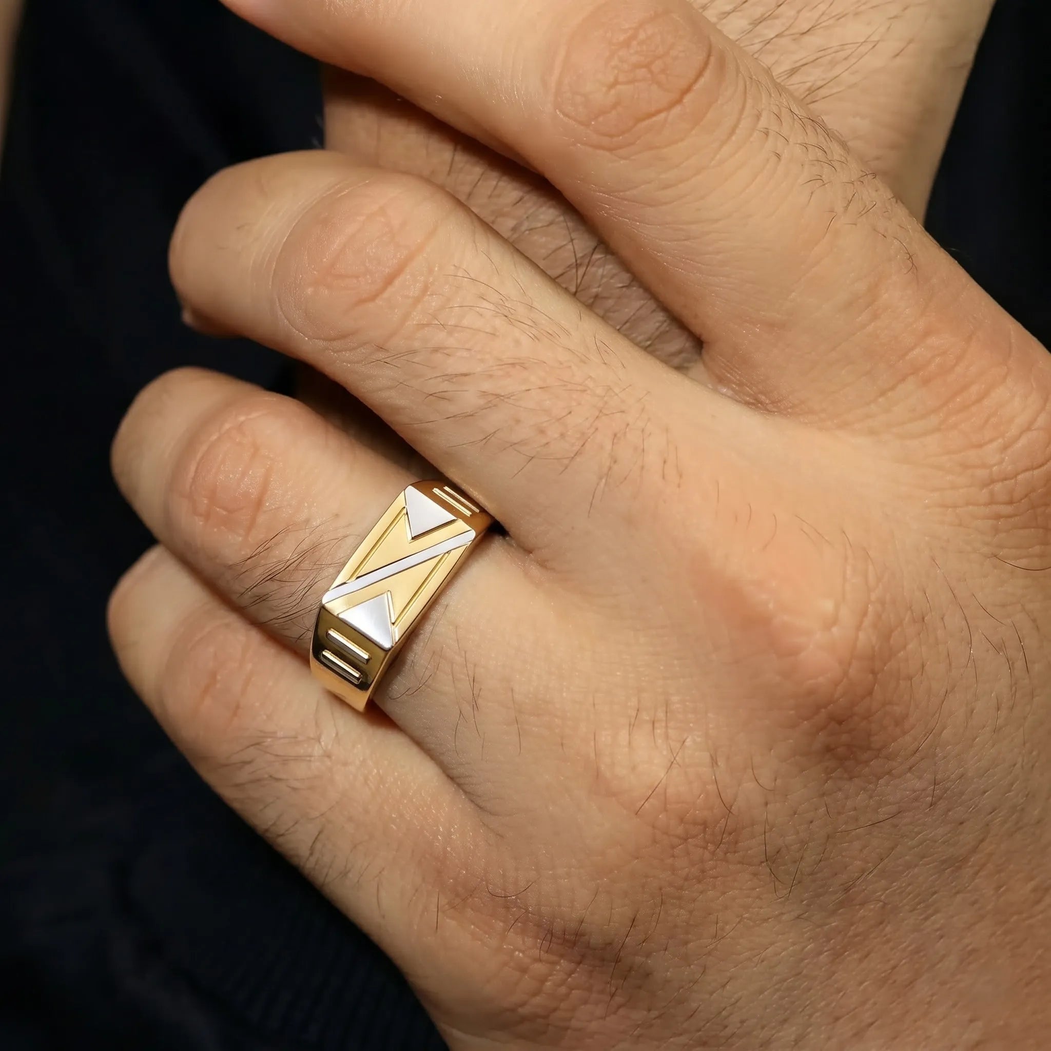 Marvel Silver 9K Gold Two-Tone Arrow Signet Ring for Boys and Men