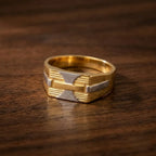 Marvel Silver 9K Gold Two-Tone Bridge Design Ring for Boys and Men